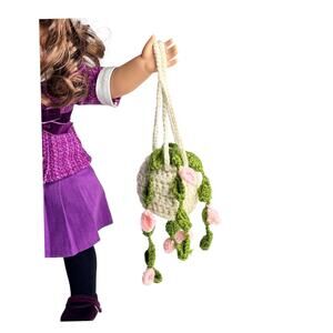 Crochet Hanging Plant for 18" American Girl Dolls OG Battat Car Office Decor New